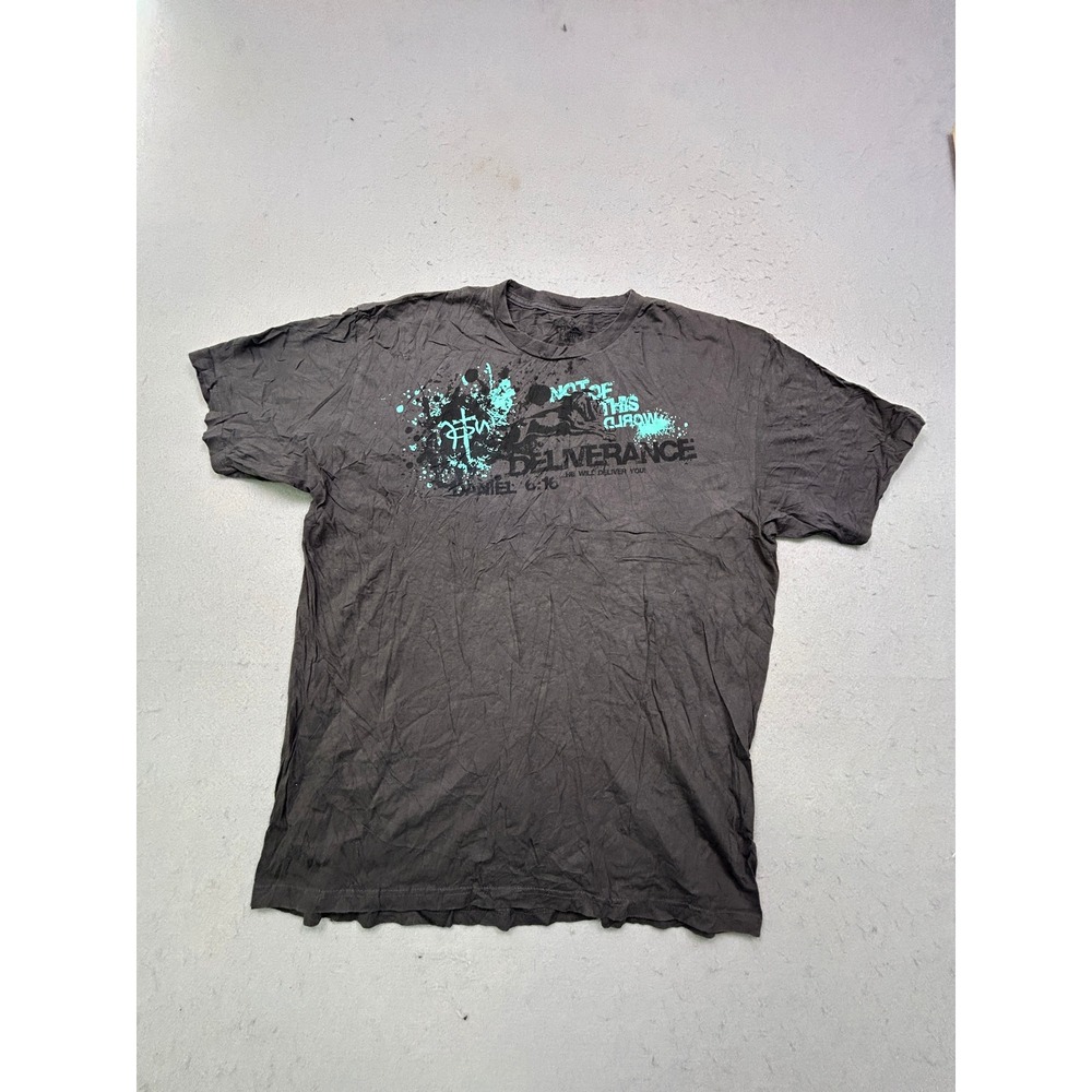 NOT OF THIS WORLD T Shirt Cotton Gray Teal Graphic XL Mens